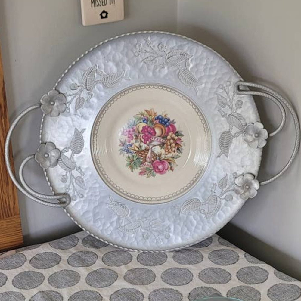 Vintage Limoges Triumph Imperial Victorian Handled Platter White Gold